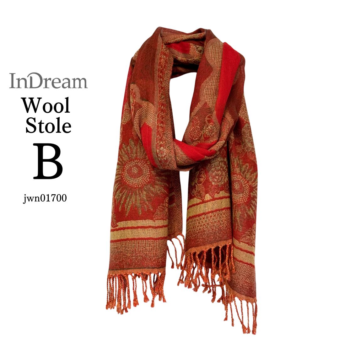 InDream 還暦祝い ペイズリー柄 ウール ストール 赤 大判 ［70cmx180cm］誕生日 プレゼント 母の日 ギフト 50代 60代 70代 |  | 02