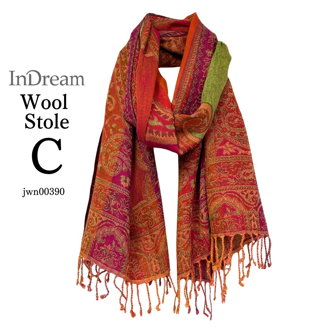 InDream 還暦祝い ペイズリー柄 ウール ストール 赤 大判 ［70cmx180cm］誕生日 プレゼント 母の日 ギフト 50代 60代 70代 |  | 03