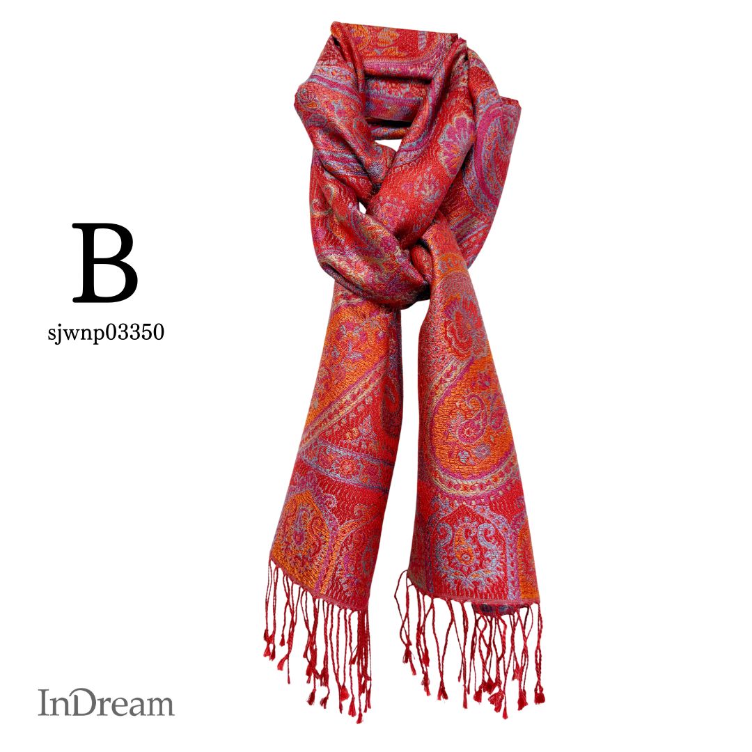 InDream ペイズリー柄 シルク ストール［36cmx170cm］スカーフ レッド マフラ― 春 夏 薄手 お祝い   クリスマス ギフト 誕生日 プレゼント 女性 60代 70代 |  | 02