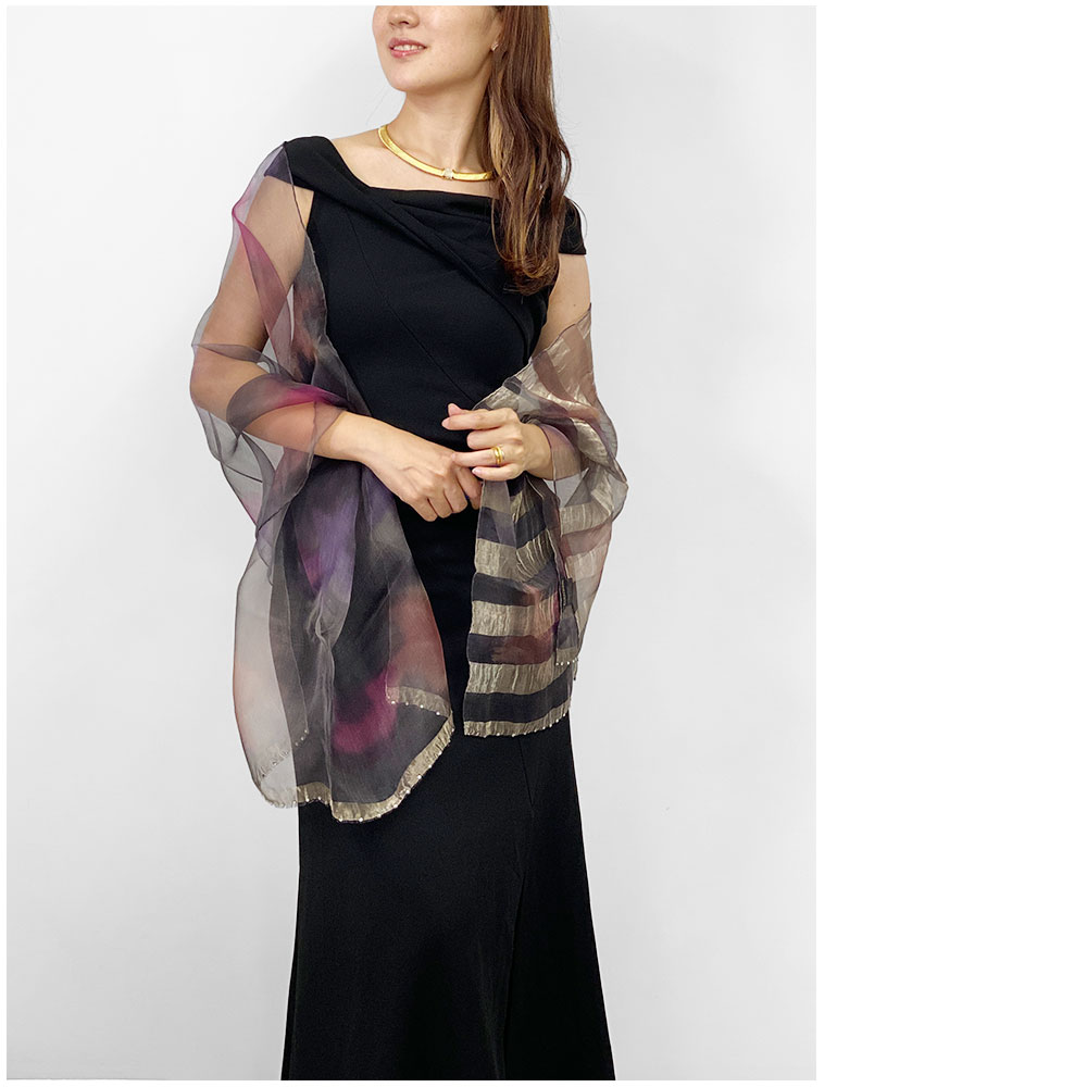 シルク　オーガンジー　シフォン　ストール　ショール TOMIOKA SILK プレミアムコレクション シルクオーガンジー
