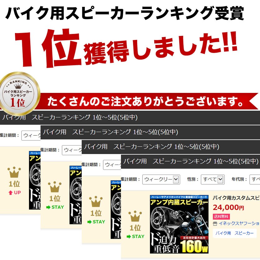 バイク用カスタムスピーカーMT485 左右セット アンプ内蔵 Bluetooth