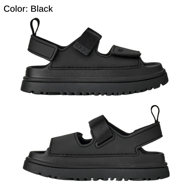 アグ UGG サンダル レディース 1152813K Kid's GOLDEN GLOW キッズ ゴールデングロウ レディース対応サイズ Black Sea Salt ブラック ベージュ 軽量 厚底の画像