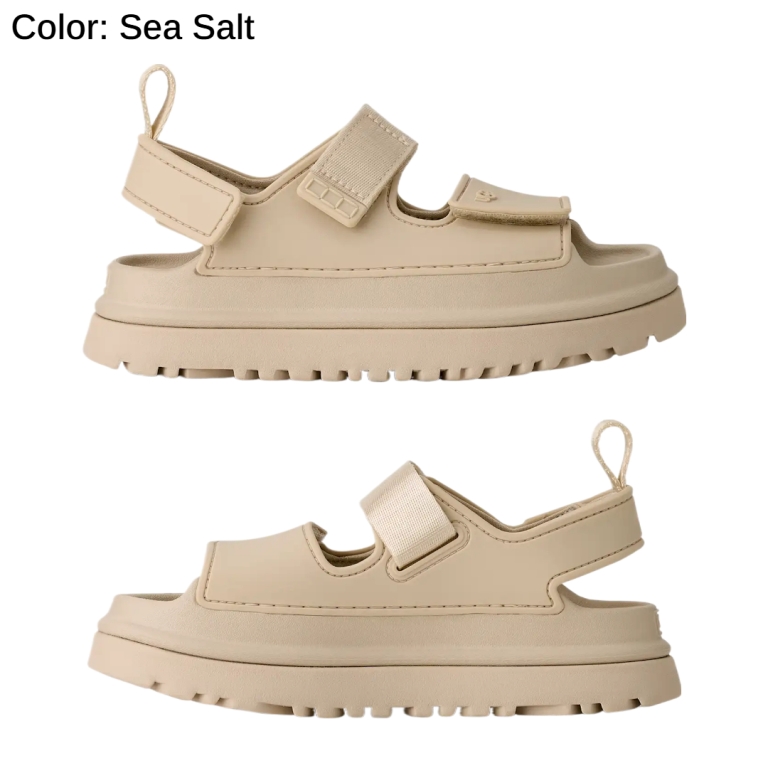 アグ UGG サンダル レディース 1152813K Kid's GOLDEN GLOW キッズ ゴールデングロウ レディース対応サイズ Black Sea Salt ブラック ベージュ 軽量 厚底の画像