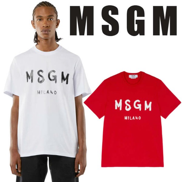 未使用にちかい MSGM エムエスジーエム 半袖 ログプリントシャツ 