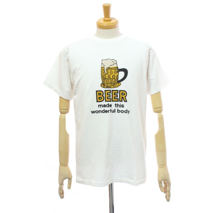 ダブルワークス 33005 「BEER」 19番手スラブ天竺 プリントTシャツ 半袖 クルーネック ...