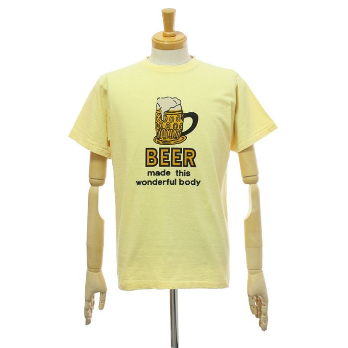 ダブルワークス 33005 「BEER」 19番手スラブ天竺 プリントTシャツ 半袖 クルーネック ...