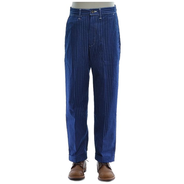 フルカウント 1128-4 インディゴウォバッシュストライプ ファーマーズトラウザーズ メンズ FULLCOUNT INDIGO WABASH  STRIPE FARMERS TROUSERS