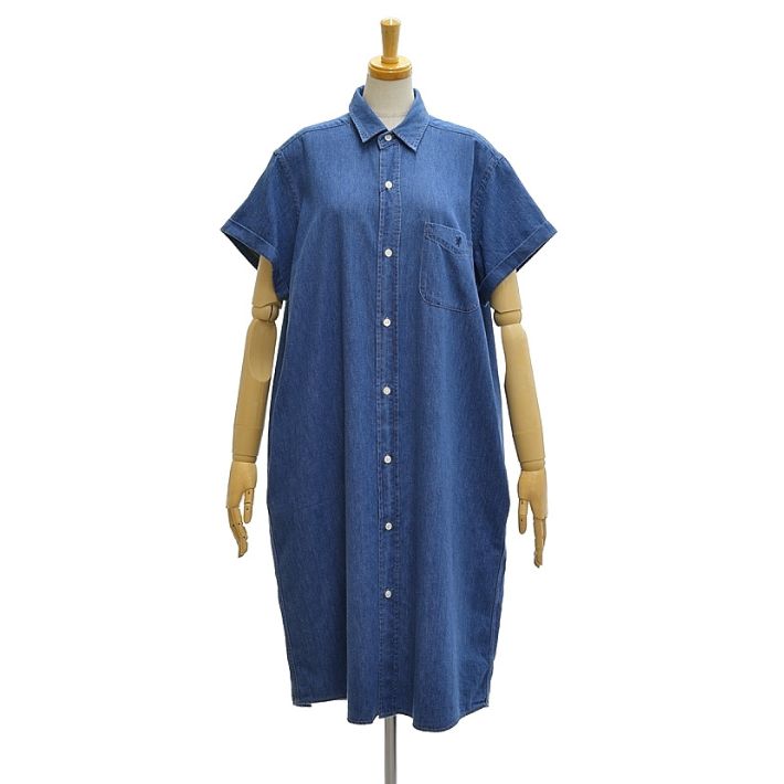 Gymphlex】 麻混 2wayバンドカラーシャツワンピース ドロストコード