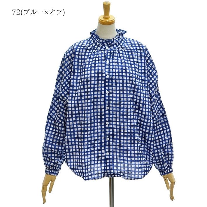 NARU（ナル） 654852 60ローンリップル チェック柄 チハヤシャツ 