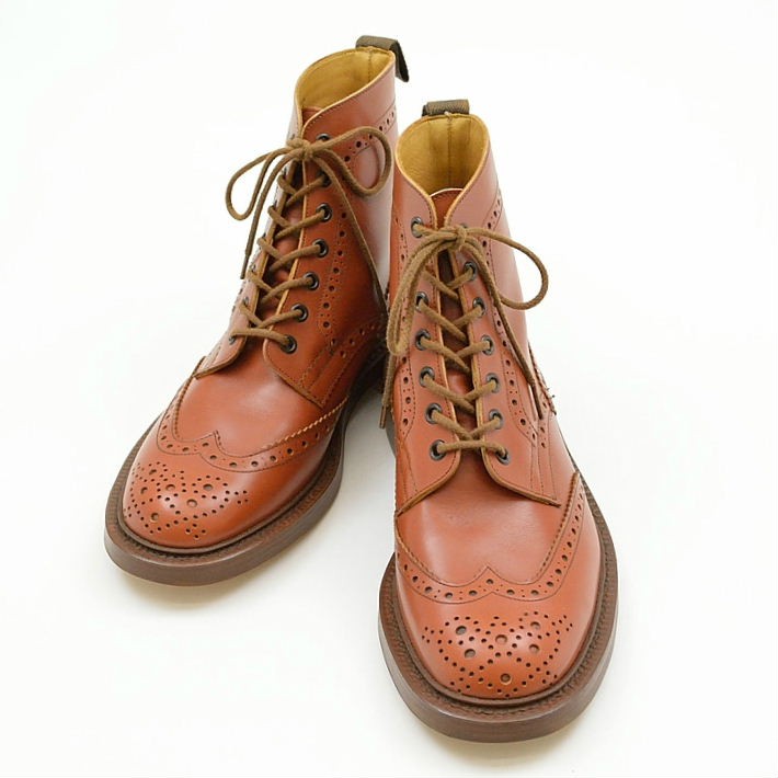 トリッカーズ M2508 カントリーブーツ ウイングチップ 7ホール レザーソール モカシンブラウン メンズ Tricker's WING TIP  BOOTS MOCCASIN BROWN