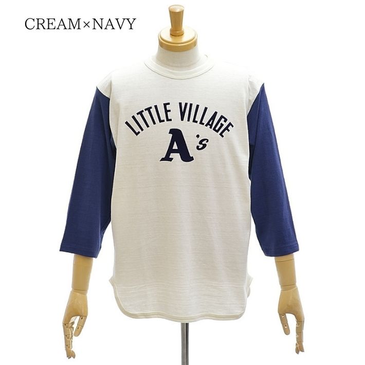 ウエアハウス Lot 4800「LITTLE VILLAGE」7分袖 ベースボールTシャツ メンズ WAREHOUSE [メール便可]