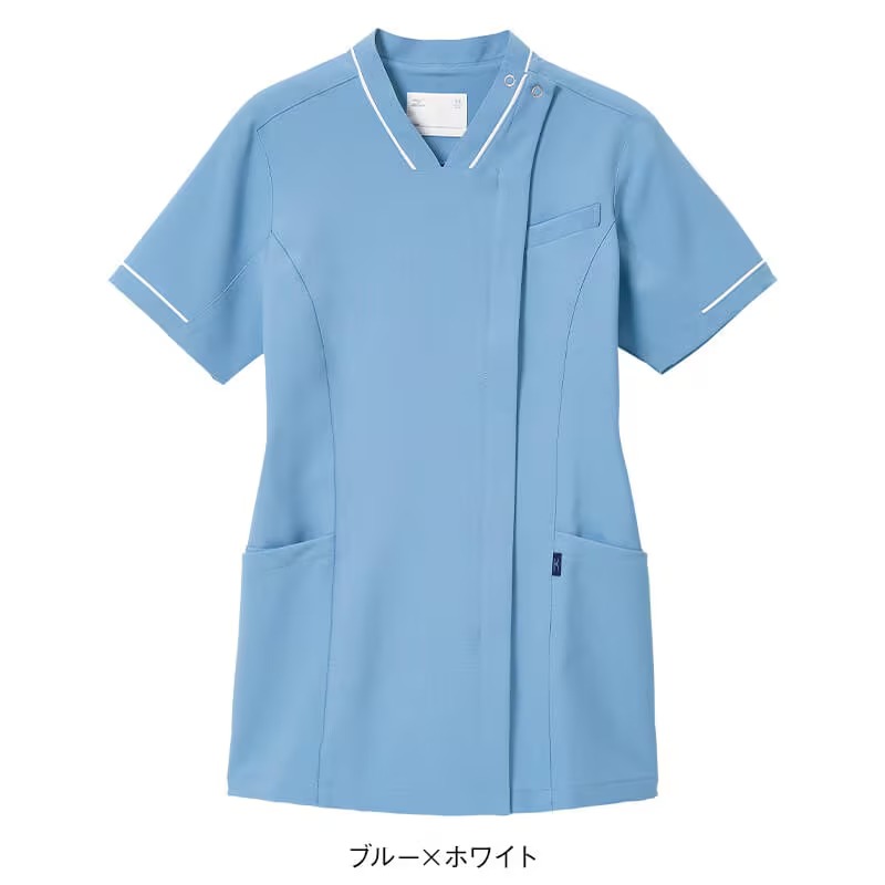 付下げ　4点セット ☆＜ミズノ＞配色パイピングストレッチスクラブ(男女兼用): 白衣