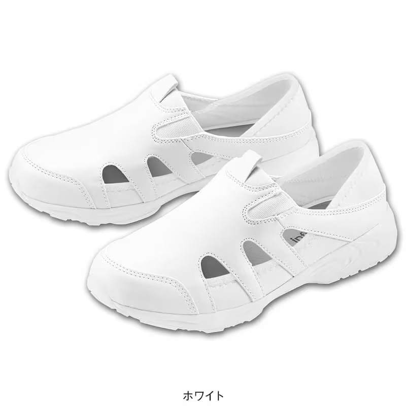 ナースシューズ ホワイト 24.5㎝ アンファミエ ナースシューズ 白 疲れにくい スニーカー スリッポン