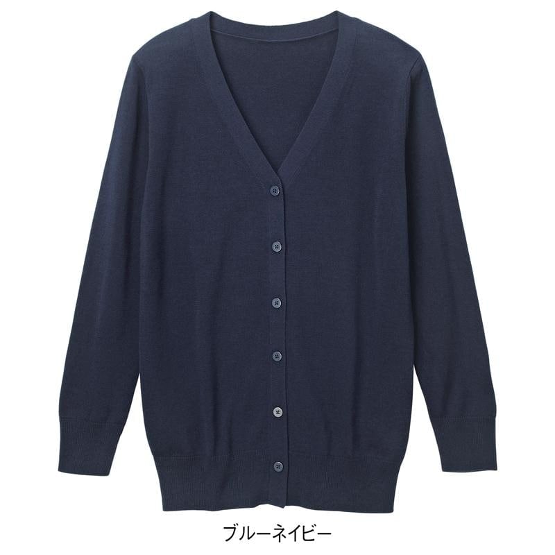 ナース 看護師 白衣 医療 介護 事務 受付 レディース アンファミエ　自宅で洗える！なめらか綿混Ｖネックカーディガン（ロング丈） | アンファミエ | 09