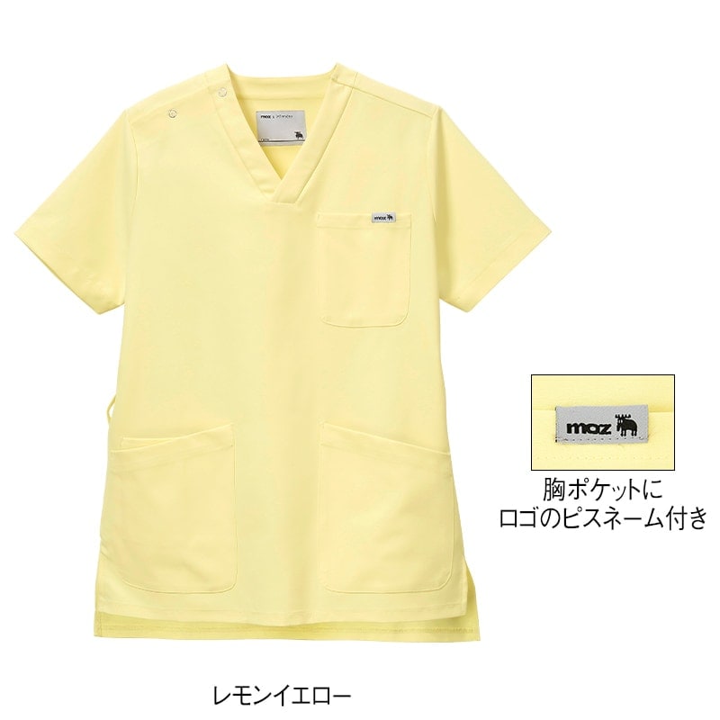 モズ スクラブ 医療 白衣 メンズ レディース ナース服 アンファミエ　[moz]なめらかストレッチ肩スナップスクラブ(男女兼用)【3点で5％分クーポン配布中】 | アンファミエ | 06