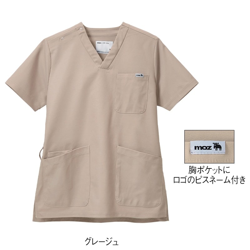 モズ スクラブ 医療 白衣 メンズ レディース ナース服 アンファミエ　[moz]なめらかストレッチ肩スナップスクラブ(男女兼用)【3点で5％分クーポン配布中】 | アンファミエ | 07
