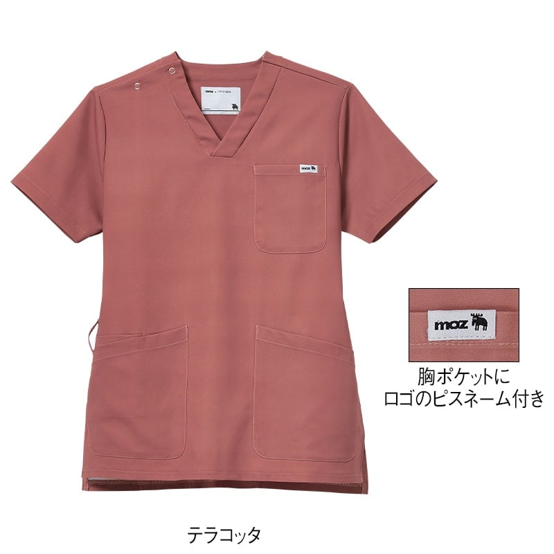 モズ スクラブ 医療 白衣 メンズ レディース ナース服 アンファミエ　[moz]なめらかストレッチ肩スナップスクラブ(男女兼用)【3点で5％分クーポン配布中】 | アンファミエ | 11