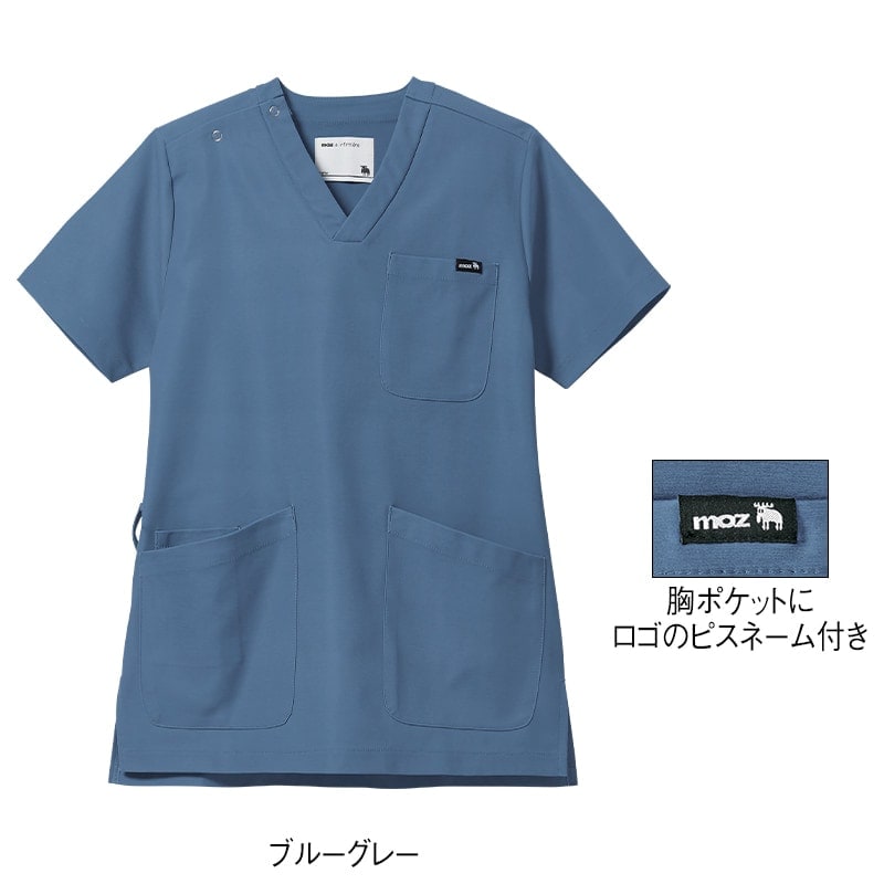 モズ スクラブ 医療 白衣 メンズ レディース ナース服 アンファミエ　[moz]なめらかストレッチ肩スナップスクラブ(男女兼用)【3点で5％分クーポン配布中】 | アンファミエ | 12