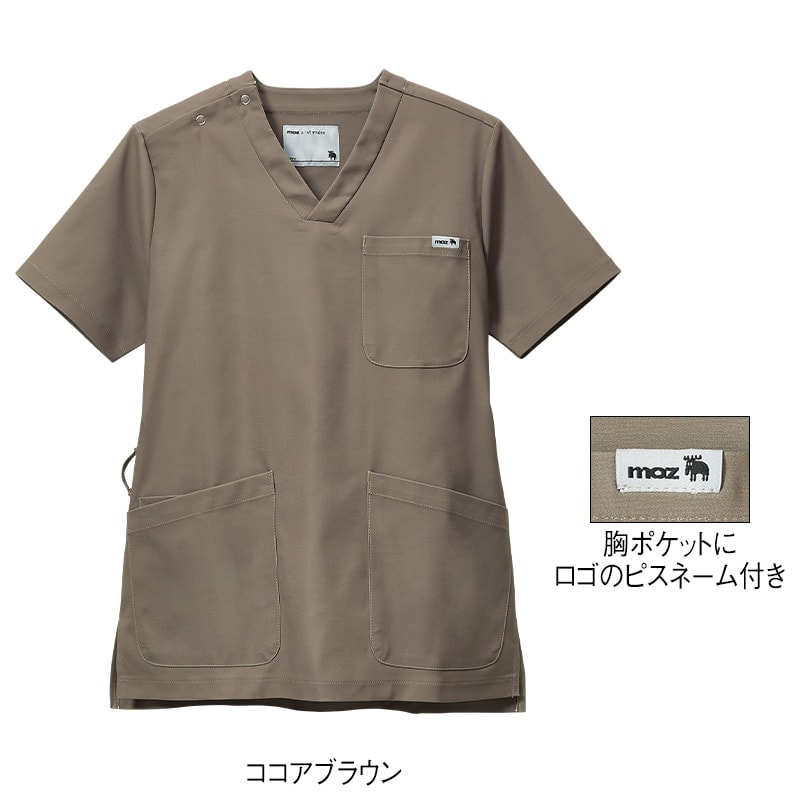 モズ スクラブ 医療 白衣 メンズ レディース ナース服 アンファミエ　[moz]なめらかストレッチ肩スナップスクラブ(男女兼用)【3点で5％分クーポン配布中】 | アンファミエ | 13