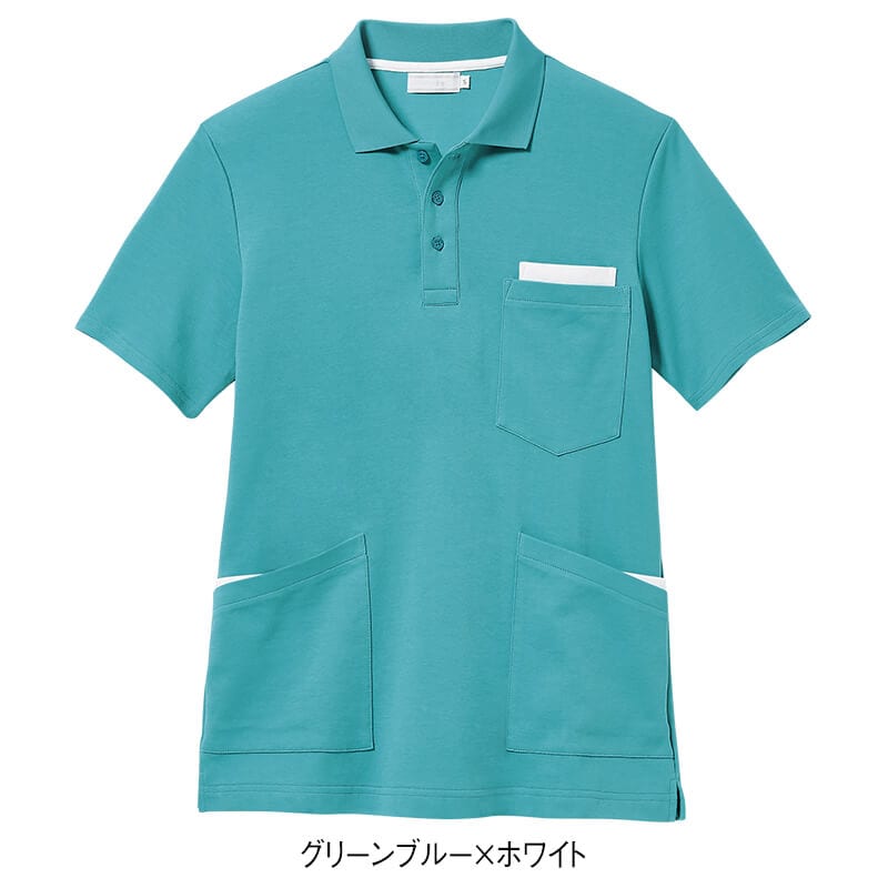 アンファミエ ナース服 ウエア ポロシャツ 半袖 ポケット付き