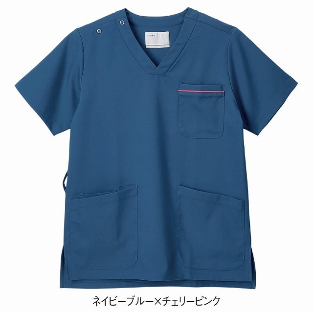 タッグチームgx12枚 ストレッチギャバ制電脇配色後ろポケット付きスクラブ(男女兼用