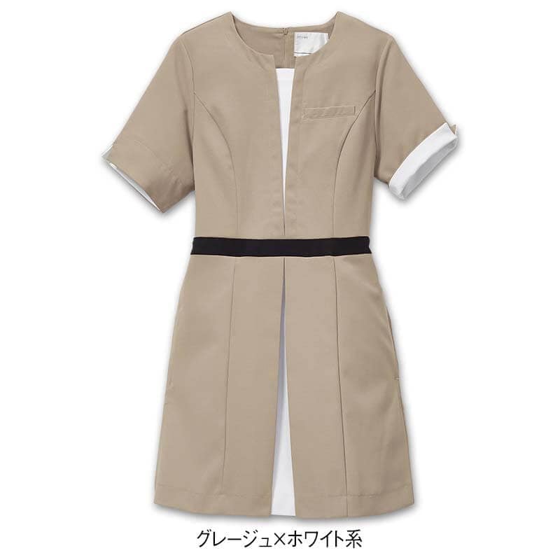 ナース服 白衣 レディース ナースウェア エステ制服 看護 アンファミエ ビューティウェア なめらかストレッチインカムポケット付レイヤード風チュニック ナース通販アンファミエYahoo 店 - 通販 - Yahoo ショッピング