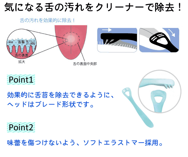 気になる舌の汚れをクリーナーで除去！