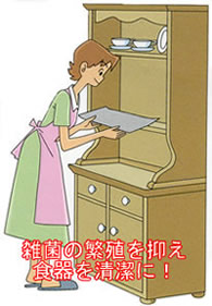 食器棚の雑菌対策、接着剤に含まれるホルムアルデヒド対策など