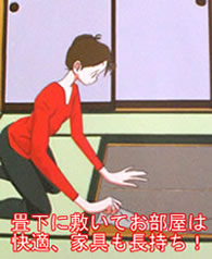 畳下、床下（フローリング下）、ジュータン下、カーペット下の湿気対策、ホルムアルデヒド対策に。業務用も