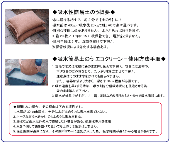 吸水土のうエコクリーン使用概要