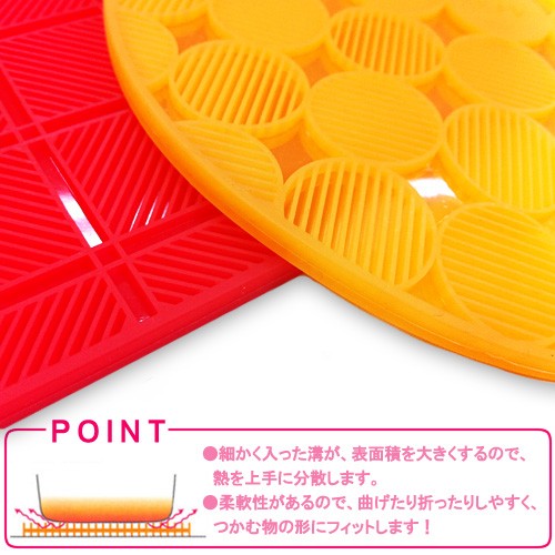 viv（ヴィヴ）シリコンマルチマット（耐熱270℃・耐冷-30℃）鍋式・ミトン・オープナー！スクエア（レッド）・ラウンド（オレンジ）