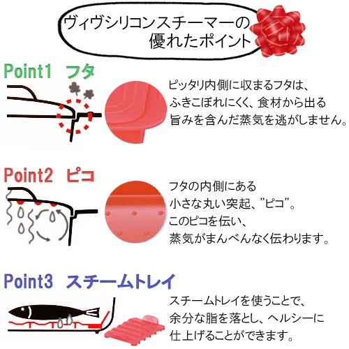 vivシリコンスチーマー,ヘルシー料理が手軽に作れるカラフルで可愛いシリコン製の万能キッチングッズ