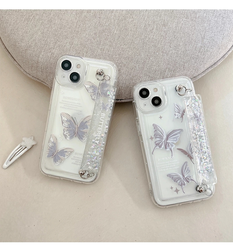 iPhone 14 Proカバー フィンガーベルト キラキラ 動く流れ Pro