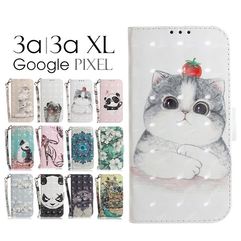 Google Pixel 3a 手帳型 ケース ピンク 桃 猫 345