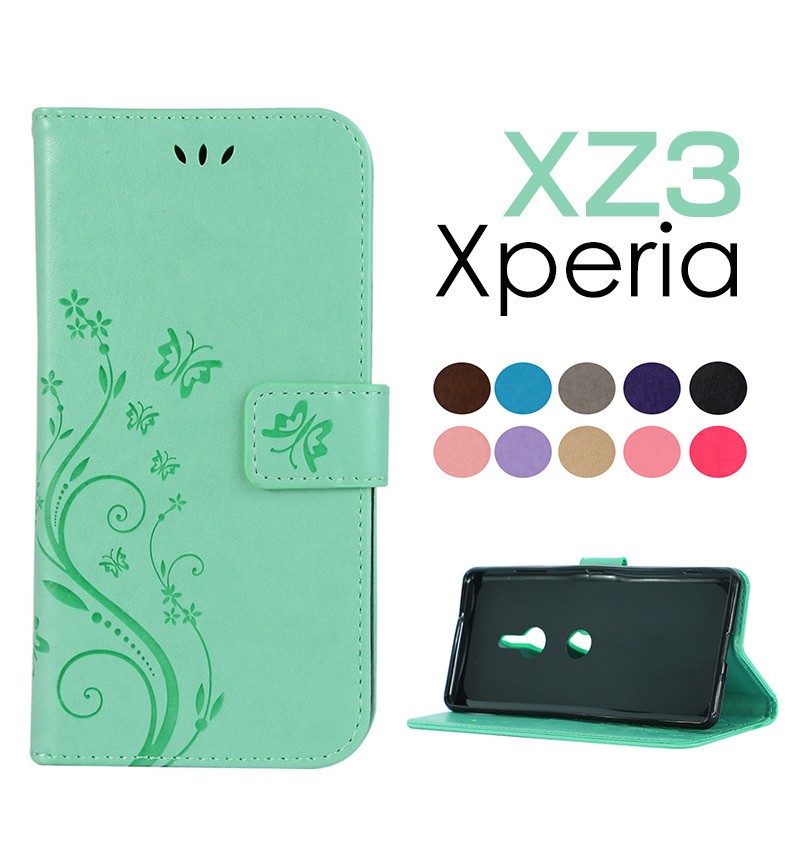 Xperia XZ3ケース スマホケース SO-01L SCV39 手帳型 花柄 蝶柄