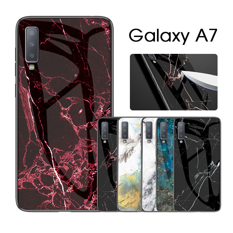 Galaxy A7 ケース 背面保護 ギャラクシーA7ケース 強化ガラス galaxy