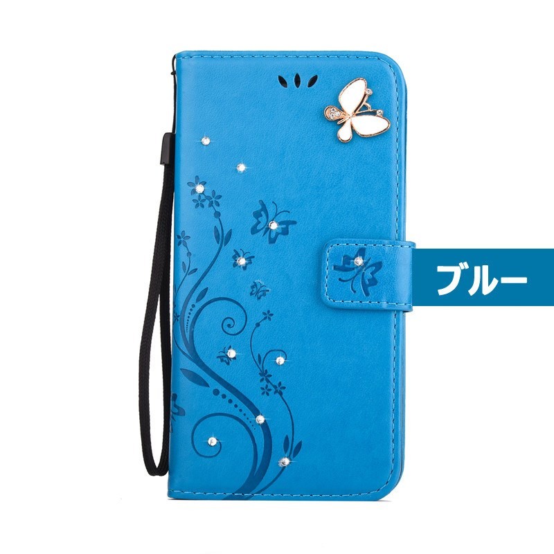 スマホケース iPhone6ケース iPhoneカバー iPhone case アイフォンケースカバー手帳型ケース ラインストーンiPhone6s ケース花柄 蝶柄 レザー かわいい｜initial-k｜03