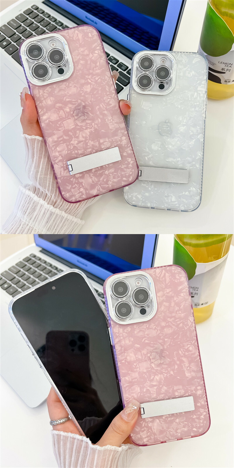 可愛い Iphone16ケース 3点 新品 iPhone16e ケース スタンド付きiPhone16 ケースiphone16pro