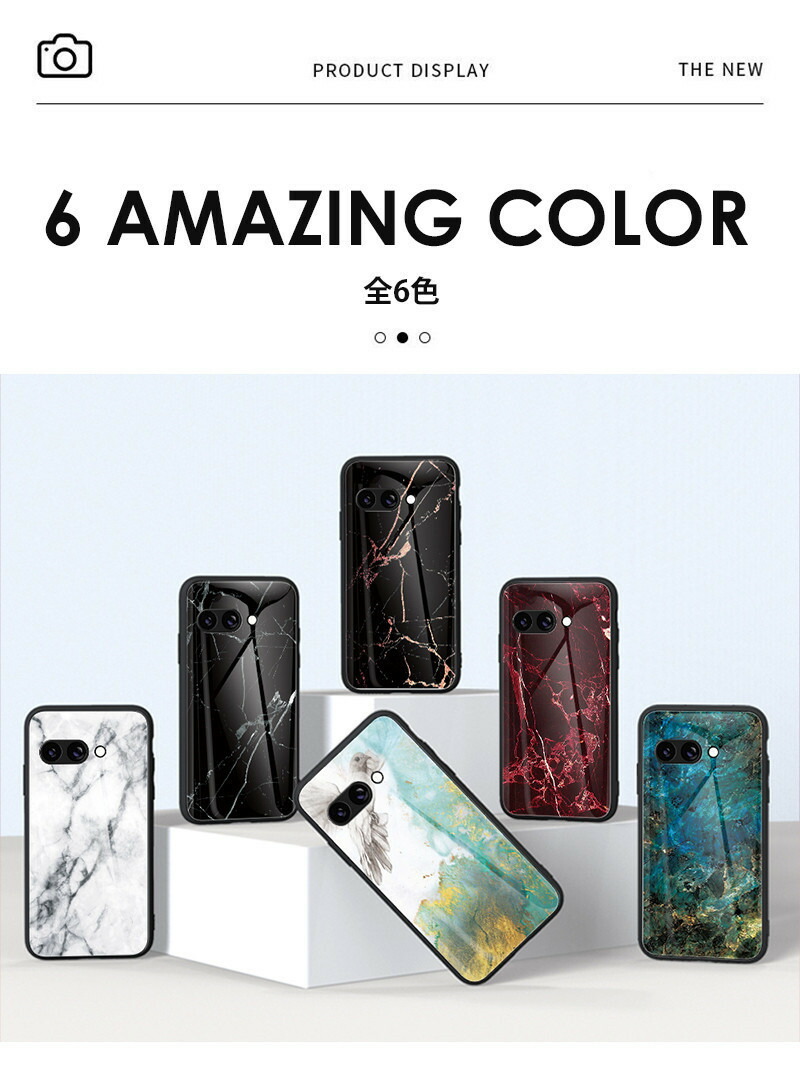 背面強化ガラス】Google Pixel 9a ケース 宇宙 大理石柄Google