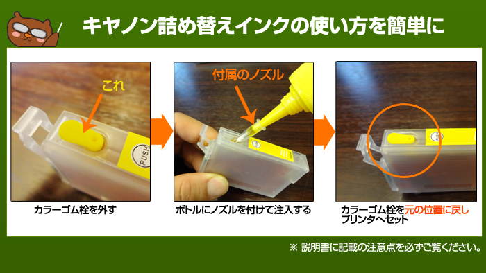 詰め替えインク手順説明
