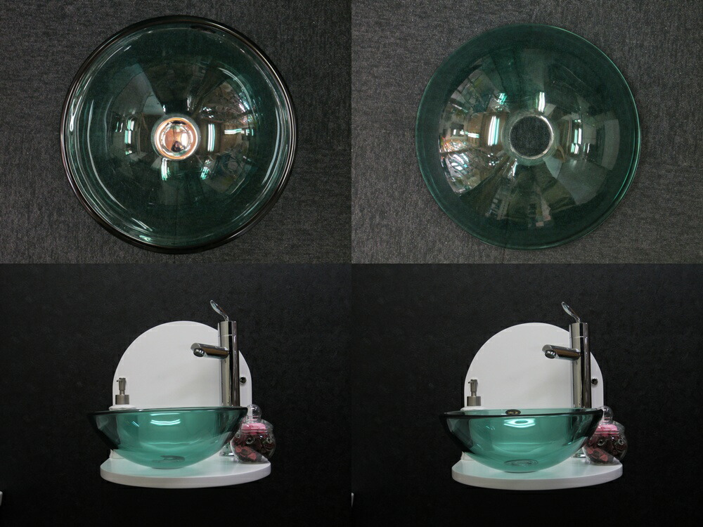 小さい洗面ボウル310mmタイプ　グリーン（ガラス洗面ボール・ガラスシンク・洗面台・手洗い鉢・小型・省スペース・トイレ用）310mm-gr