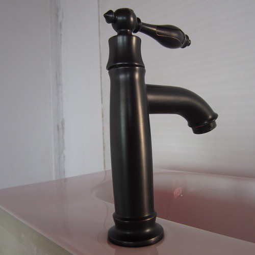 单水龙头(洗手器用水龙头金属零件·化妆台用水龙头·水龙头龙头)黑