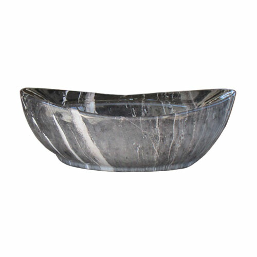 洗面ボウル　陶器　丸型　W410×D330×H140　マーブルブラック　石目柄　オーバーフロー無し　置き型(オンカウンターシンク)　品番INK-0403307H
