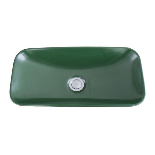 洗面ボウル　陶器　おしゃれ　オーバーフロー無し　ユニーク　品番INK-0403338H　緑　グリーン　置き型(オンカウンターシンク)　W475×D230×H105