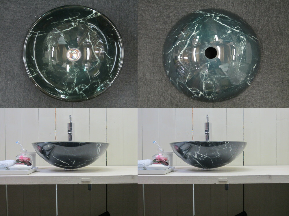 インテリア小物 展示品 強化ガラス製 手洗い ボウル φ420×145mm 手洗い器