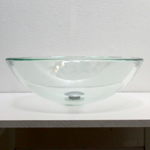 洗面ボウル　ガラス　透明　Φ420×H140　INK-04040280H（sp096）　洗面台　置き型　シンプル　手洗い鉢　丸