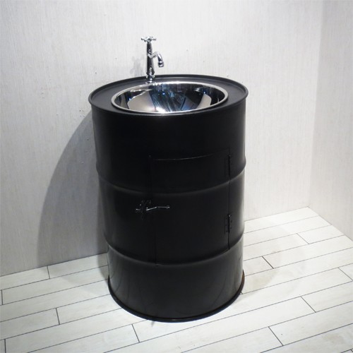ドラム缶シンク 洗面台 おしゃれ ドラム缶 スチームパンク 黒・ブラック 洗面ボウル 水