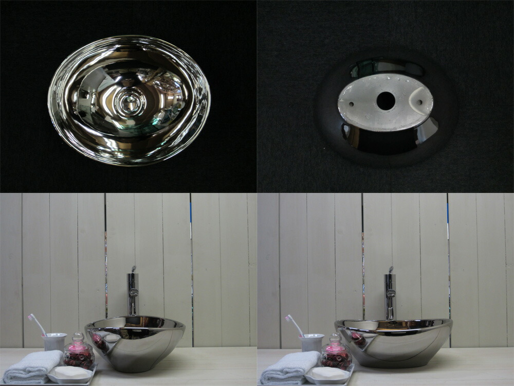 バイカラー 簡約精致 陶器の洗面器 台上盆 手洗い 北欧風 手洗器 おしゃれ メタリック シルバー 銀 陶器 手洗い鉢 洗面台