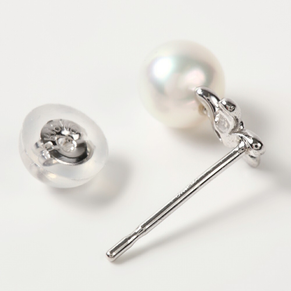 ダイヤ ピアス パール 4.5mm 18金レディース普段使い アコヤ 真珠