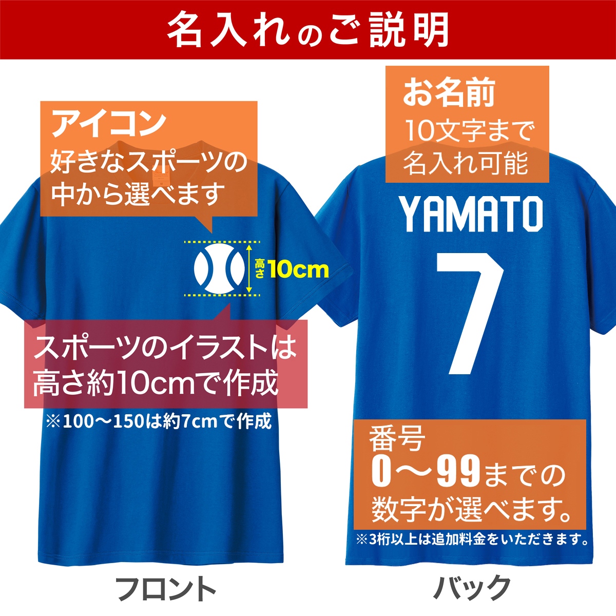 背番号ドライTシャツ スポーツ プリント 4.4オンス WM~LL 00300-ACT 名前入り 運動部 部活動 サークル TOMS トムス PrintStar プリントスター メール便可1｜inkbank｜03